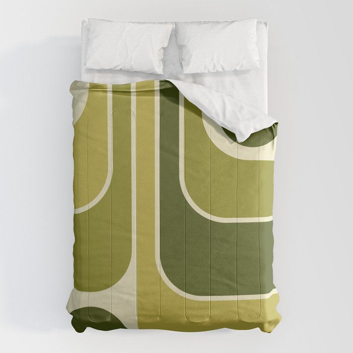 Mid Century Modern Decoration 663 Olive Green and Beige Comforter Gallery Image 6