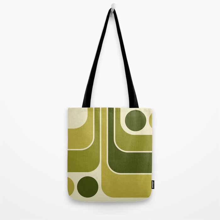 Mid Century Modern Decoration 663 Olive Green and Beige Tote Bag Gallery Image 2