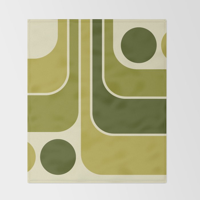 Mid Century Modern Decoration 663 Olive Green and Beige Throw Blanket Gallery Image 2