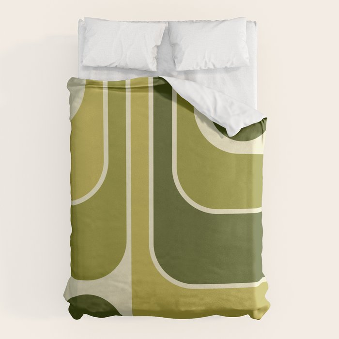 Mid Century Modern Decoration 663 Olive Green and Beige Duvet Cover Gallery Image 6