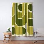 Mid Century Modern Decoration 663 Olive Green and Beige Window Curtain Gallery Image 5
