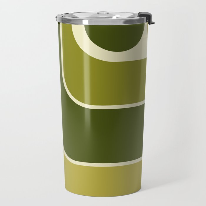 Mid Century Modern Decoration 663 Olive Green and Beige Travel Mug Gallery Image 2