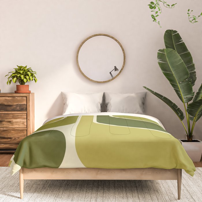 Mid Century Modern Decoration 663 Olive Green and Beige Comforter Gallery Image 3