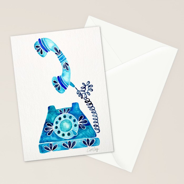Vintage Rotary Phone - Blue Raspberry Stationery Card Gallery Image 2