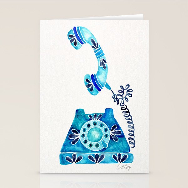 Vintage Rotary Phone - Blue Raspberry Stationery Card Gallery Image 2