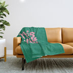 This Must Be The Place - Green Pink Throw Blanket Gallery Image 1