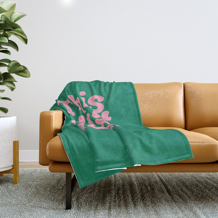 This Must Be The Place - Green Pink Throw Blanket Gallery Image 1