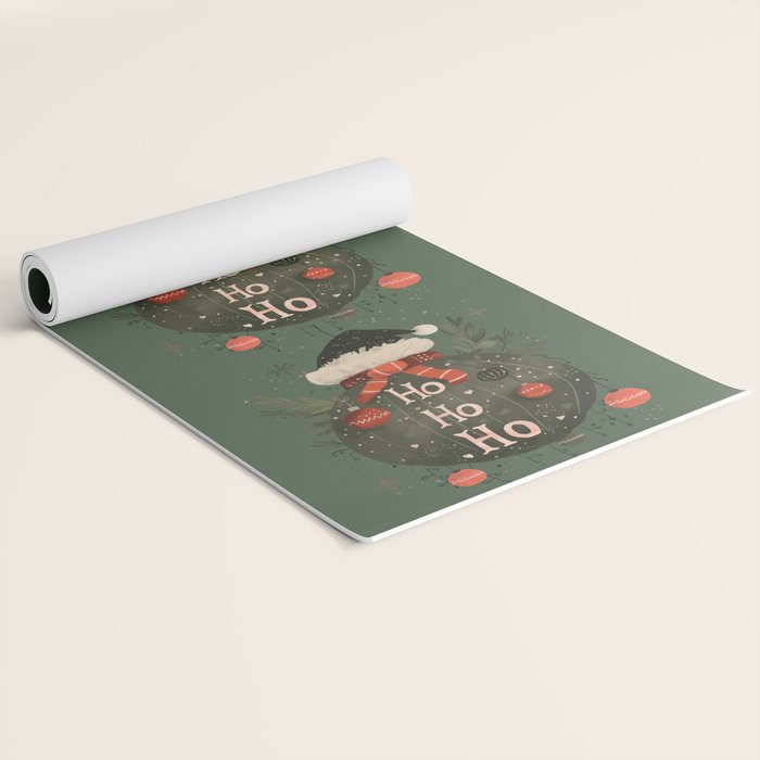 Festive Ho Ho Ho Bauble Green  Yoga Mat Gallery Image 2