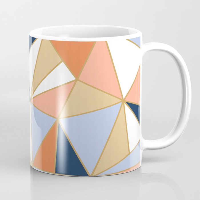 Festive, Geometric Art, Orange, Navy, Blue, Gold, Abstract Art Coffee Mug Gallery Image 1