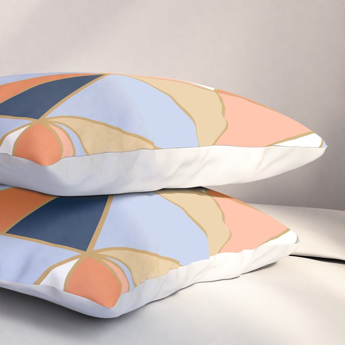 Festive, Geometric Art, Orange, Navy, Blue, Gold, Abstract Art Pillow Sham Gallery Image 3