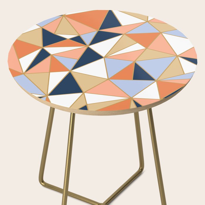Festive, Geometric Art, Orange, Navy, Blue, Gold, Abstract Art Side Table Gallery Image 2