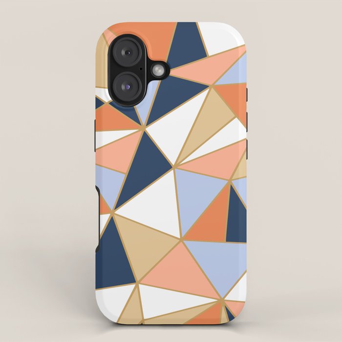 Festive, Geometric Art, Orange, Navy, Blue, Gold, Abstract Art iPhone Case Gallery Image 1