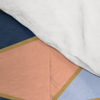 Festive, Geometric Art, Orange, Navy, Blue, Gold, Abstract Art Comforter Gallery Image 4