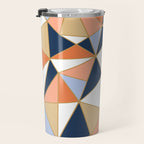 Festive, Geometric Art, Orange, Navy, Blue, Gold, Abstract Art Travel Mug Gallery Image 3