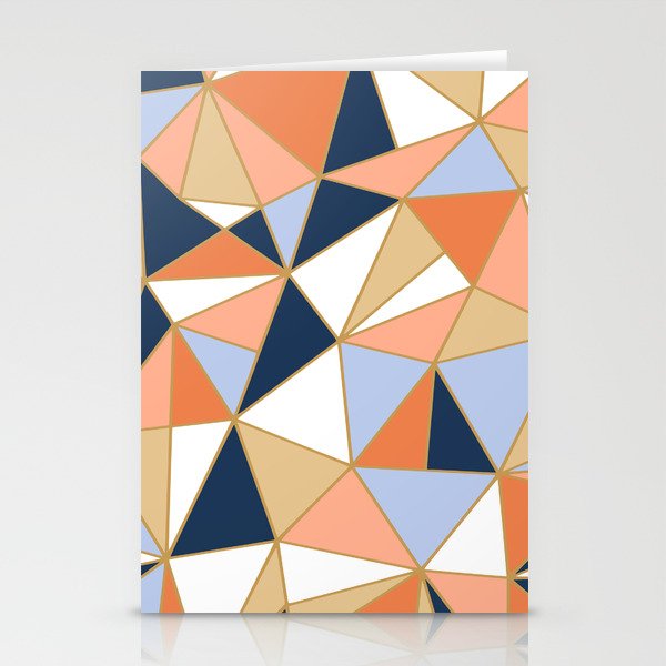 Festive, Geometric Art, Orange, Navy, Blue, Gold, Abstract Art Stationery Card Gallery Image 1