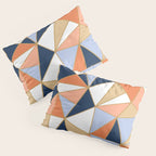 Festive, Geometric Art, Orange, Navy, Blue, Gold, Abstract Art Pillow Sham Gallery Image 3