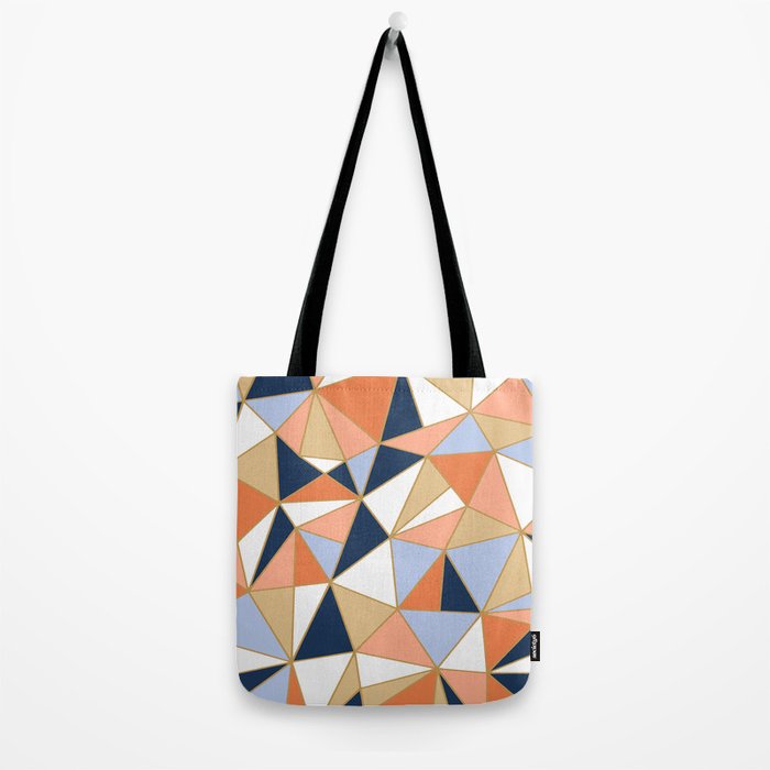 Festive, Geometric Art, Orange, Navy, Blue, Gold, Abstract Art Tote Bag Gallery Image 2