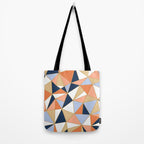 Festive, Geometric Art, Orange, Navy, Blue, Gold, Abstract Art Tote Bag Gallery Image 2
