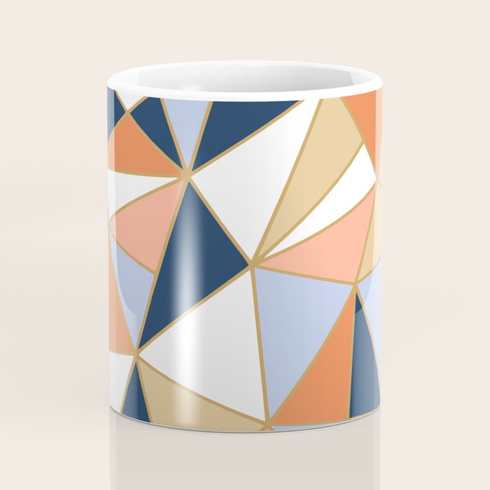 Festive, Geometric Art, Orange, Navy, Blue, Gold, Abstract Art Coffee Mug Gallery Image 4