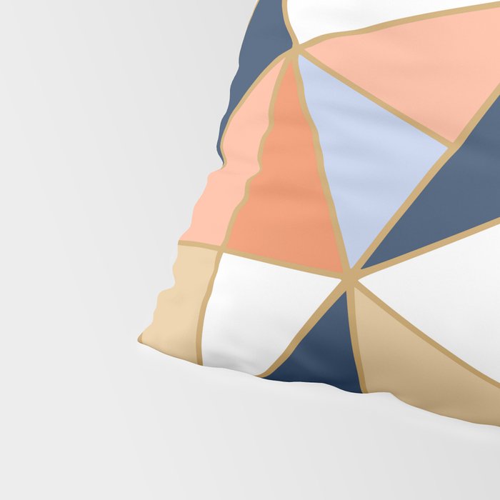 Festive, Geometric Art, Orange, Navy, Blue, Gold, Abstract Art Pillow Sham Gallery Image 4