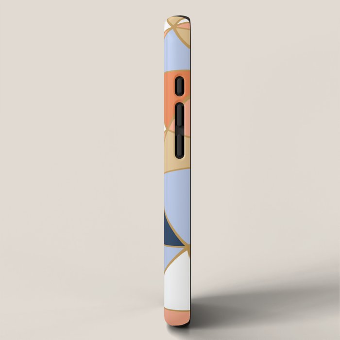 Festive, Geometric Art, Orange, Navy, Blue, Gold, Abstract Art iPhone Case Gallery Image 2
