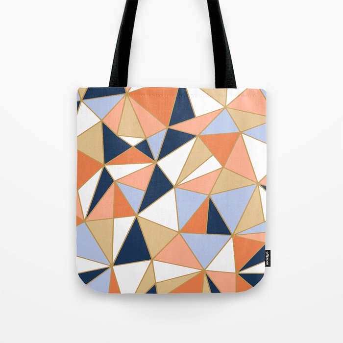 Festive, Geometric Art, Orange, Navy, Blue, Gold, Abstract Art Tote Bag Gallery Image 1