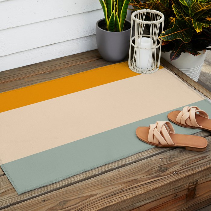 Heracles - Minimal Summer Retro Stripes Outdoor Rug Gallery Image 2