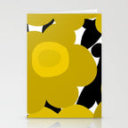 Large Dijon Mustard Yellow Retro Flowers on Dark Branches White Background #decor #society6 #buyart Stationery Card Gallery Image 2