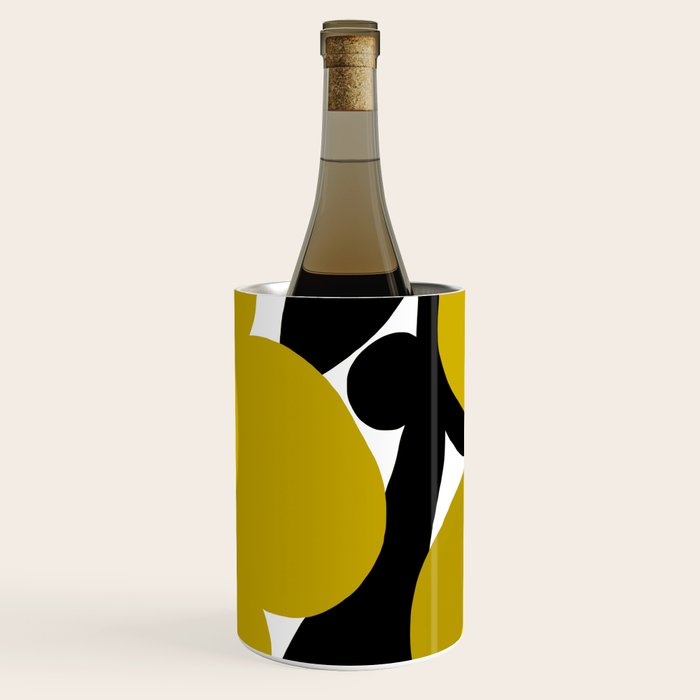 Large Dijon Mustard Yellow Retro Flowers on Dark Branches White Background #decor #society6 #buyart Wine Chiller Gallery Image 3