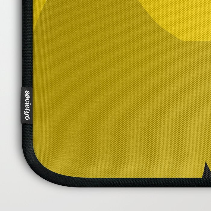 Large Dijon Mustard Yellow Retro Flowers on Dark Branches White Background #decor #society6 #buyart Laptop Sleeve Gallery Image 3