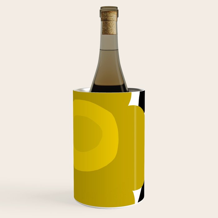 Large Dijon Mustard Yellow Retro Flowers on Dark Branches White Background #decor #society6 #buyart Wine Chiller Gallery Image 1