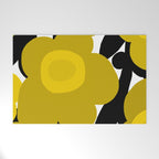 Large Dijon Mustard Yellow Retro Flowers on Dark Branches White Background #decor #society6 #buyart Welcome Mat Gallery Image 1