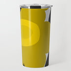Large Dijon Mustard Yellow Retro Flowers on Dark Branches White Background #decor #society6 #buyart Travel Mug Gallery Image 1