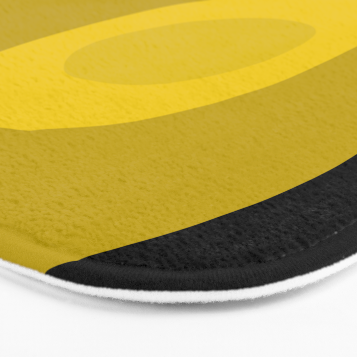Large Dijon Mustard Yellow Retro Flowers on Dark Branches White Background #decor #society6 #buyart Bath Mat Gallery Image 3