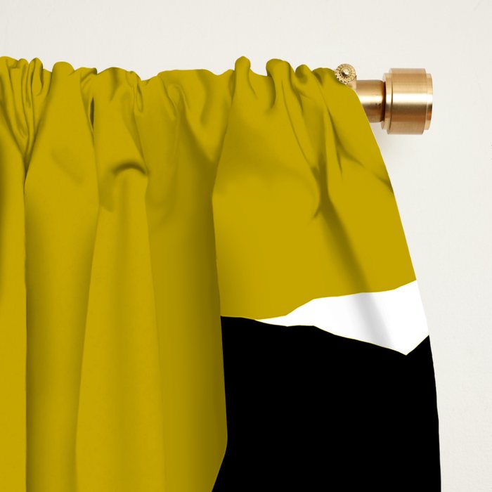 Large Dijon Mustard Yellow Retro Flowers on Dark Branches White Background #decor #society6 #buyart Window Curtain Gallery Image 2