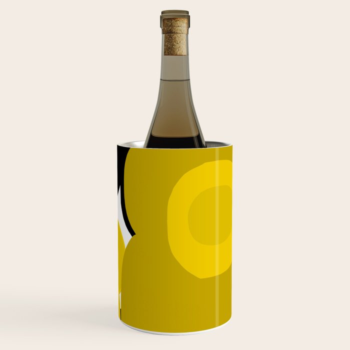 Large Dijon Mustard Yellow Retro Flowers on Dark Branches White Background #decor #society6 #buyart Wine Chiller Gallery Image 2