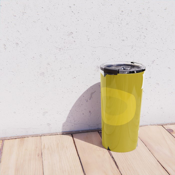Large Dijon Mustard Yellow Retro Flowers on Dark Branches White Background #decor #society6 #buyart Travel Mug Gallery Image 4