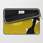 Large Dijon Mustard Yellow Retro Flowers on Dark Branches White Background #decor #society6 #buyart Laptop Sleeve Gallery Image 2