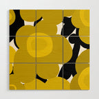 Large Dijon Mustard Yellow Retro Flowers on Dark Branches White Background #decor #society6 #buyart Wood Wall Art Gallery Image 1