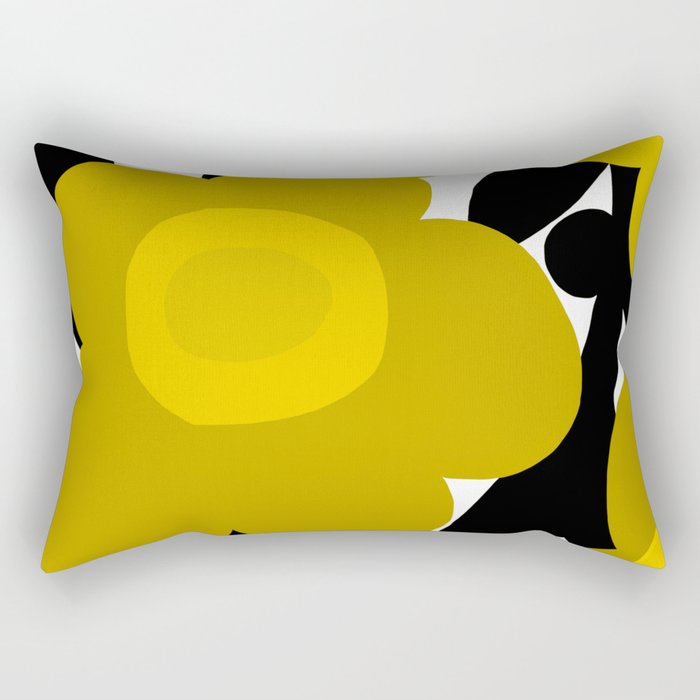 Large Dijon Mustard Yellow Retro Flowers on Dark Branches White Background #decor #society6 #buyart Rectangular Pillow Gallery Image 1