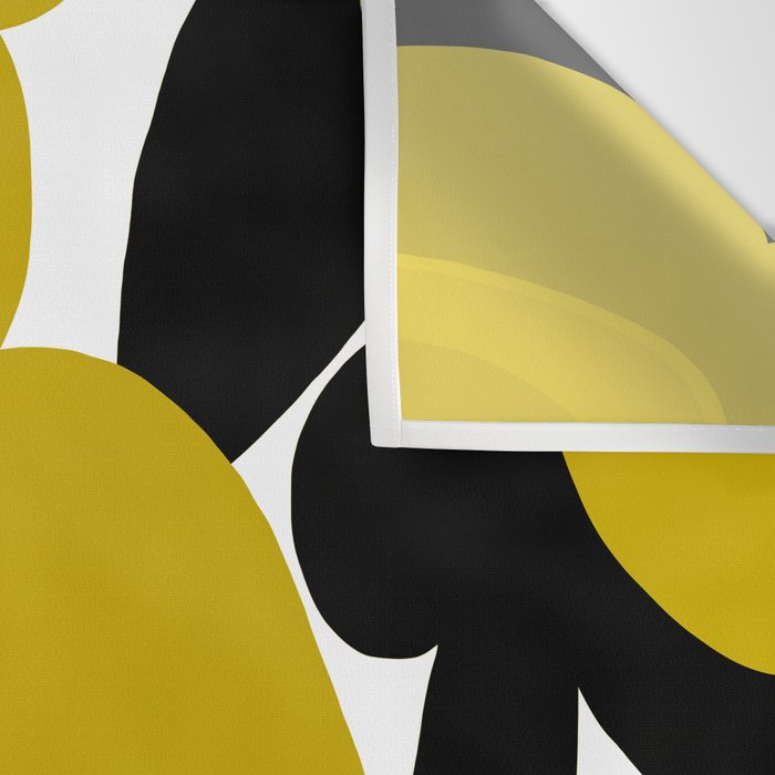 Large Dijon Mustard Yellow Retro Flowers on Dark Branches White Background #decor #society6 #buyart Wall Tapestry Gallery Image 3