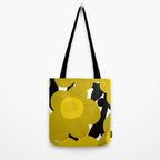 Large Dijon Mustard Yellow Retro Flowers on Dark Branches White Background #decor #society6 #buyart Tote Bag Gallery Image 2