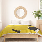 Large Dijon Mustard Yellow Retro Flowers on Dark Branches White Background #decor #society6 #buyart Duvet Cover Gallery Image 3