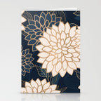 Floral Aesthetic in Navy, Blue, Ivory and Gold Stationery Card Gallery Image 2