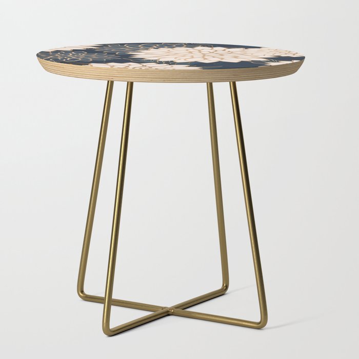 Floral Aesthetic in Navy, Blue, Ivory and Gold Side Table Gallery Image 1