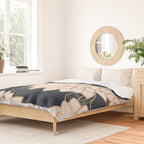 Floral Aesthetic in Navy, Blue, Ivory and Gold Duvet Cover Gallery Image 2