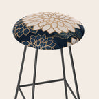 Floral Aesthetic in Navy, Blue, Ivory and Gold Stool Gallery Image 2