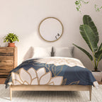Floral Aesthetic in Navy, Blue, Ivory and Gold Comforter Gallery Image 3