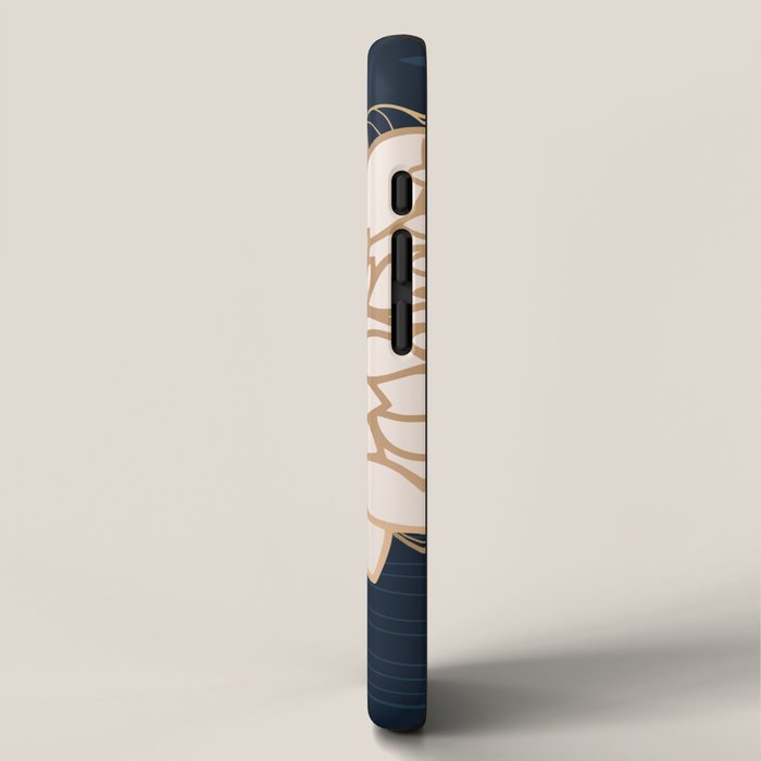 Floral Aesthetic in Navy, Blue, Ivory and Gold iPhone Case Gallery Image 2