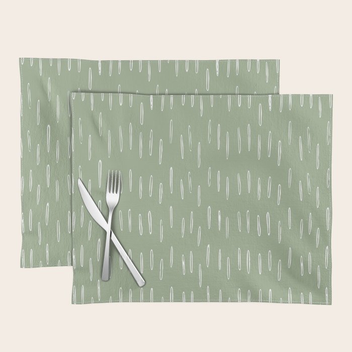 Raindrop Boho Abstract Pattern, Sage Green Placemat Gallery Image 1